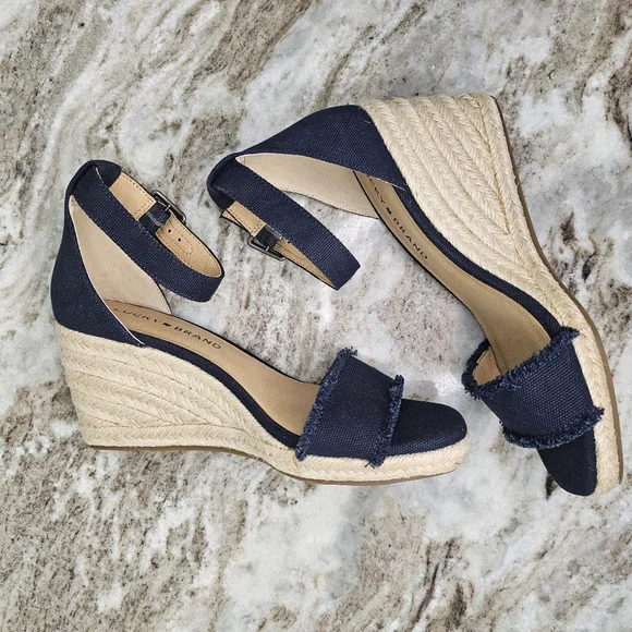 Lucky Brand Menika 2 Navy Espadrilles Shoes Wedge Heels Women's Size 6.5… - Picture 5 of 10